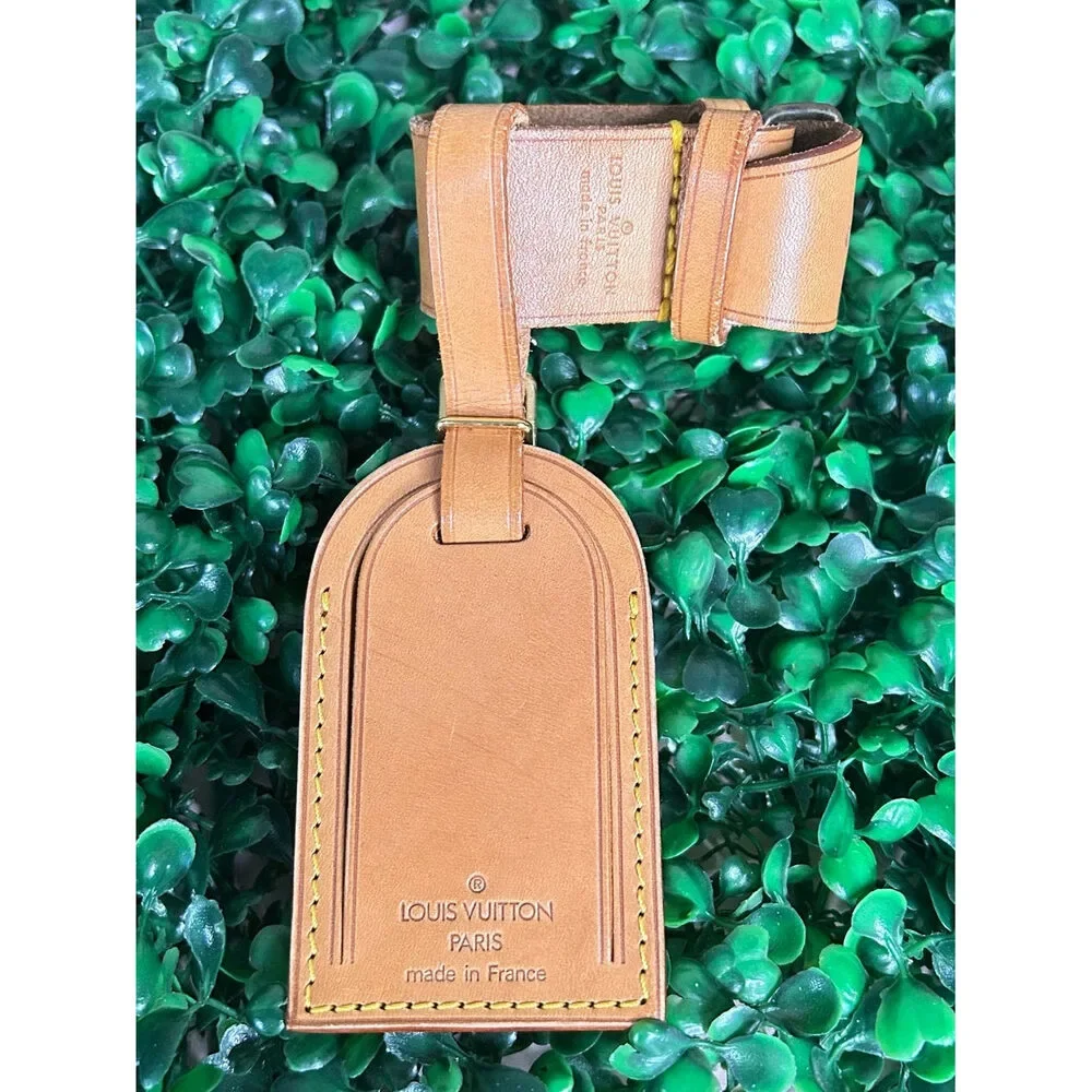 Authentic Louis Vuitton Vachetta Luggage Tag, Name Tag Strap & Handle Keeper Set
